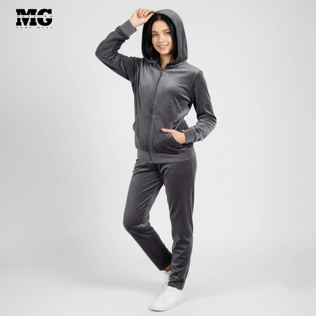 بيجامة شتوي رصاصي وش واحد بناتي