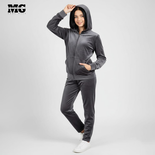 بيجامة شتوي رصاصي وش واحد بناتي